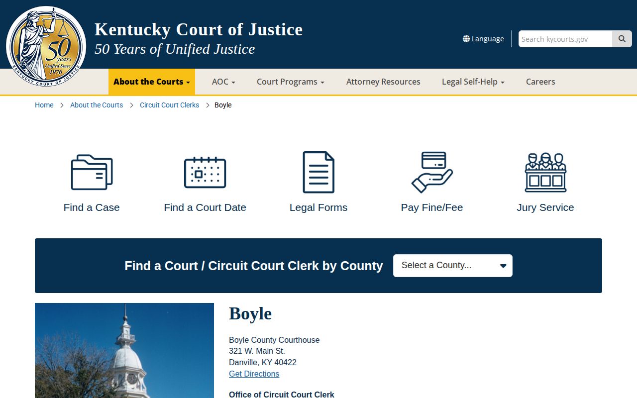 Boyle County court contacts for released inmate case records