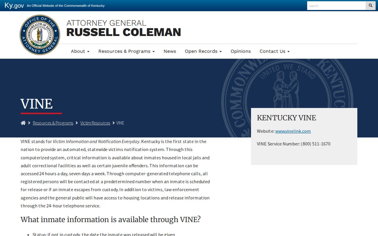 Boyle County VINE released result and phone PIN workflow