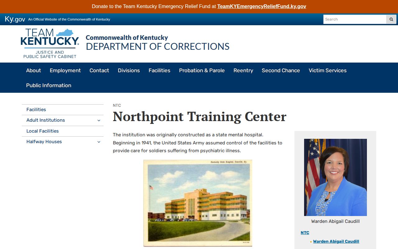 Official Northpoint Training Center state release information page